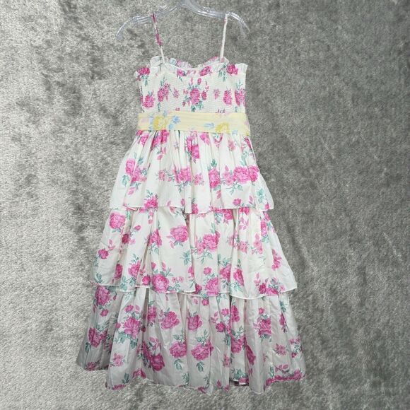 Love Shack Fancy Dress Women Small White Pink Floral Elise Cottagecore Feminine - Picture 3 of 9